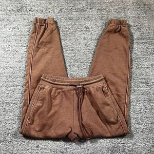 Alphalete Cuffed Sweatpants Joggers Drawstring Washed Burnt Orange